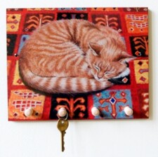 Cat on Rug Keyholder