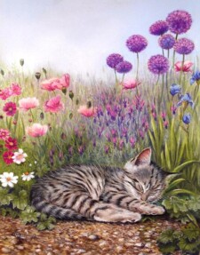 asleep in the flowers